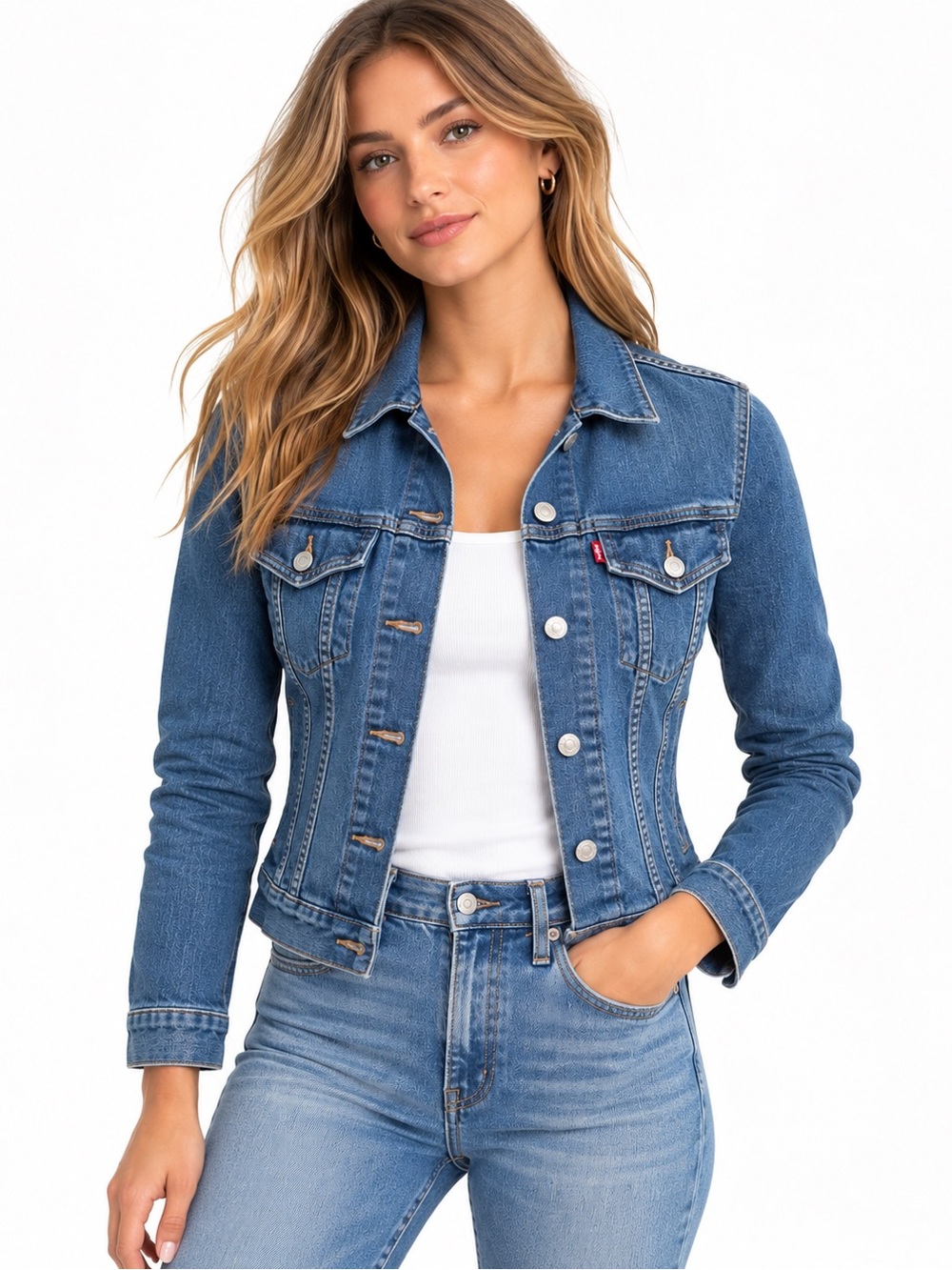 Levi’s Original Trucker Denim Jacket Women’s S Blue Stretch Jean Jacket